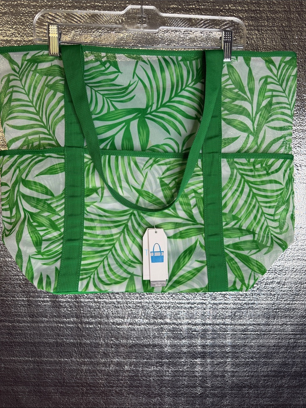 Time and Tru Green Tropical Leaf Tote Bag
